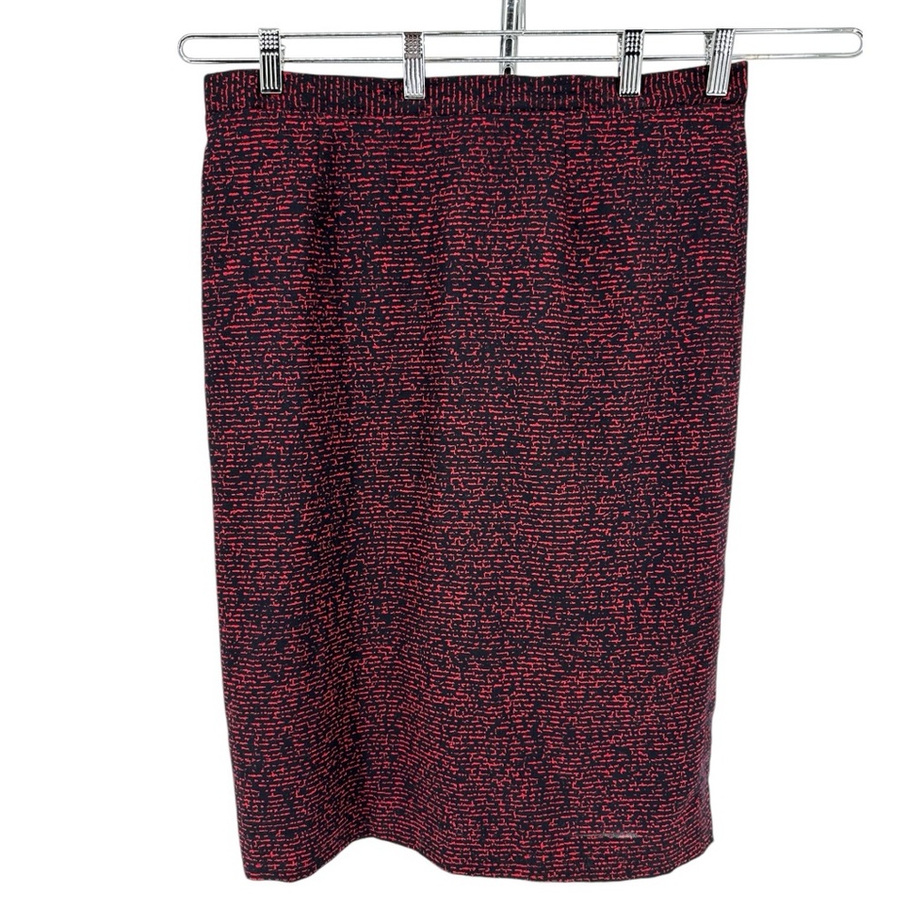 Givenchy En Plus 80’s Vintage Red Black Print Pencil Skirt Wool size 14W